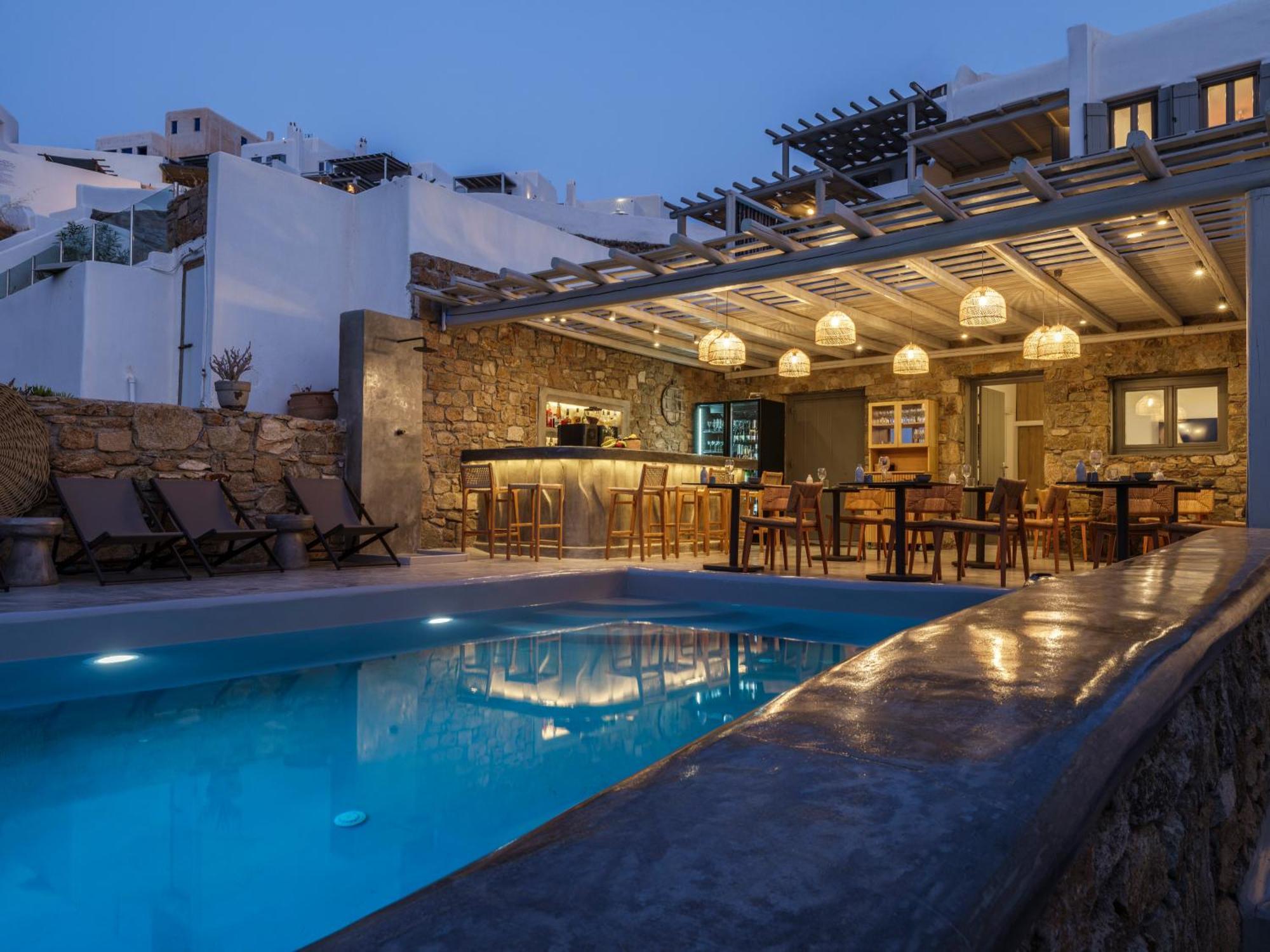 Sea Rock & Sky Private Mykonos Residence Merchia Beach 외부 사진