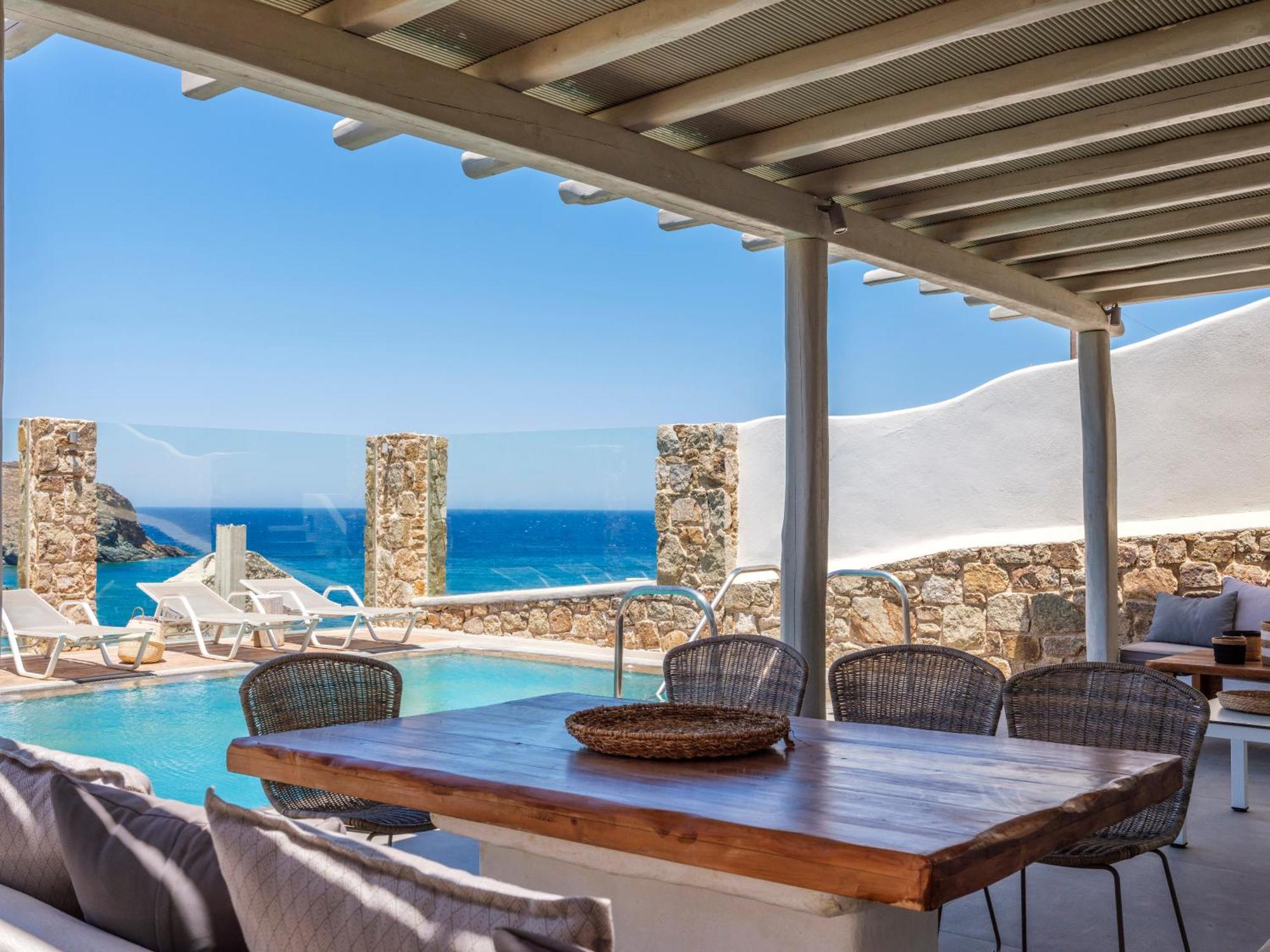 Sea Rock & Sky Private Mykonos Residence Merchia Beach 외부 사진