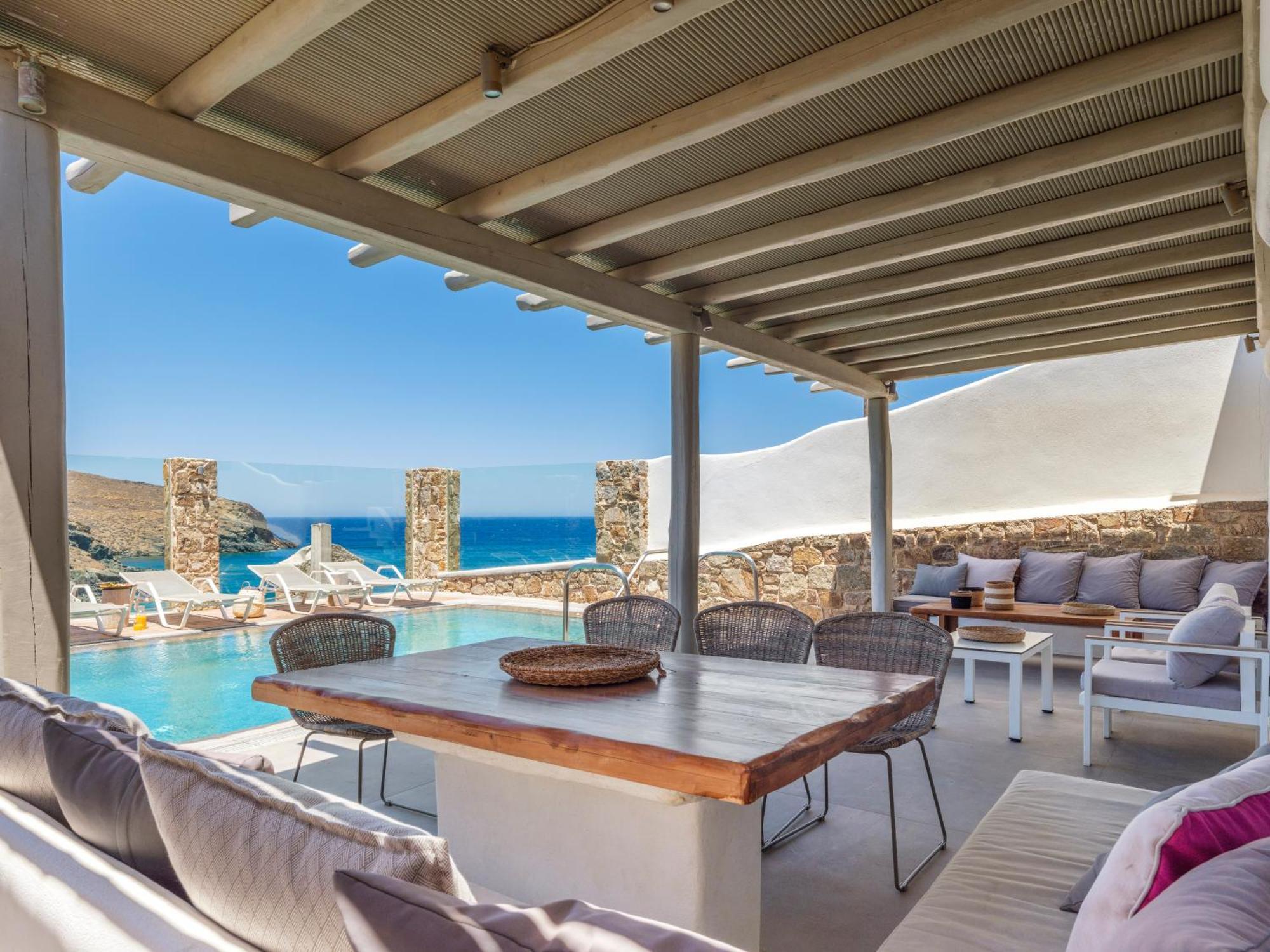 Sea Rock & Sky Private Mykonos Residence Merchia Beach 외부 사진