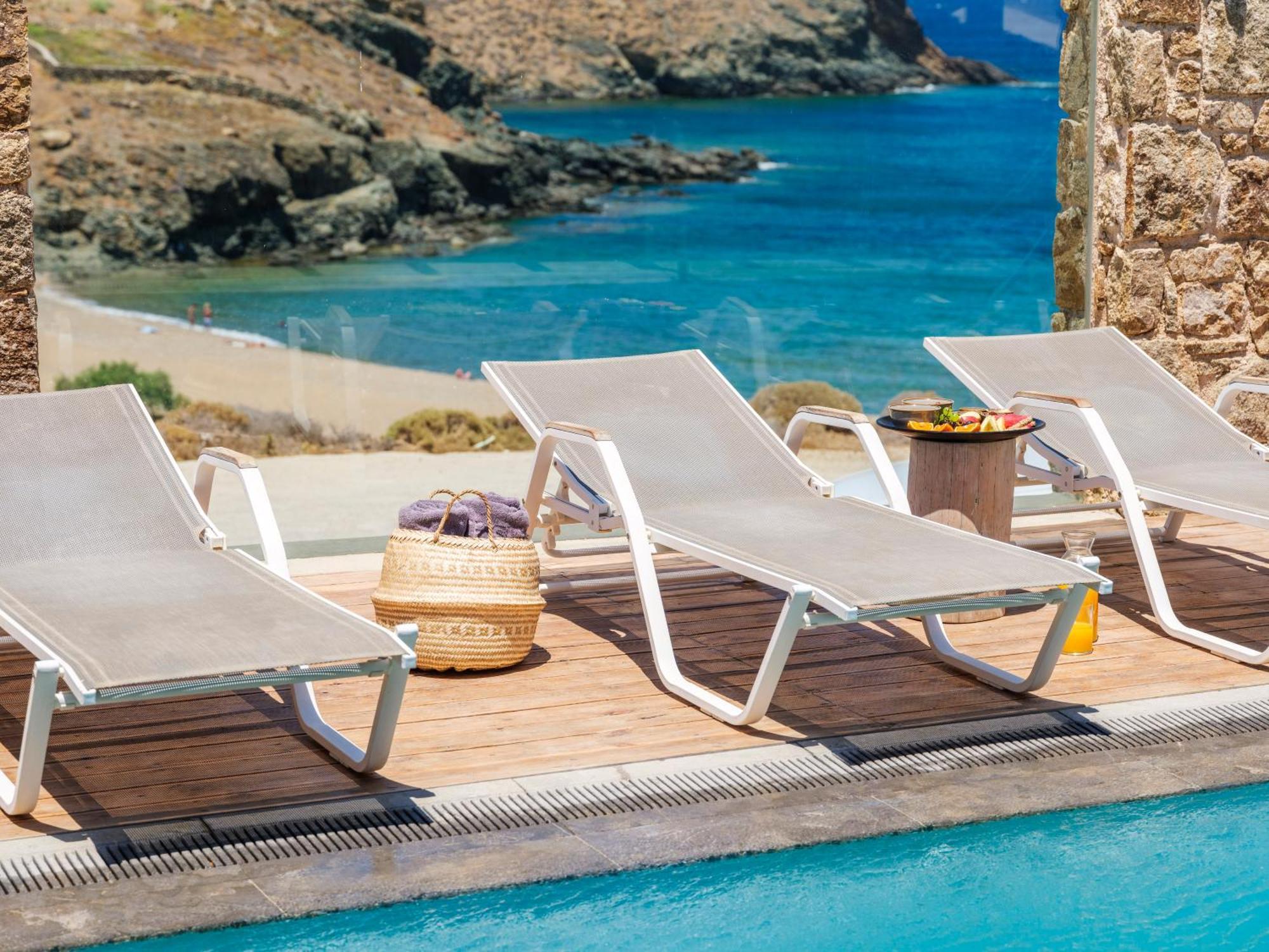 Sea Rock & Sky Private Mykonos Residence Merchia Beach 외부 사진